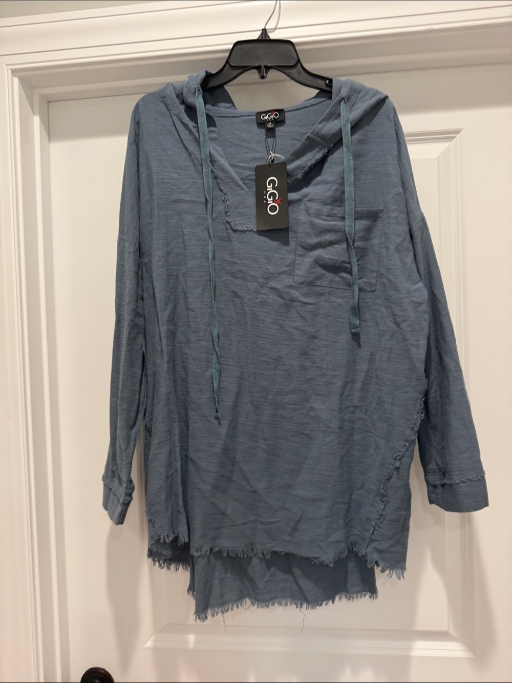 GIGIO Blue Hooded Lightweight Women's Top